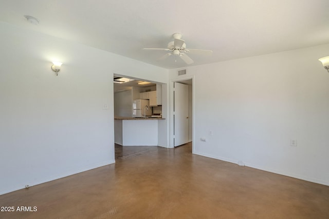 7737 W Medlock Dr, Glendale, AZ 85303 - unfurnished room featuring visible vents, baseboards, concrete floors, and ceiling fan