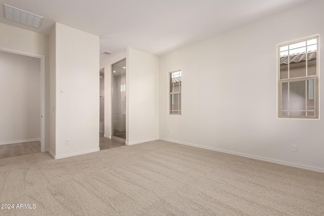 unfurnished bedroom featuring light colored carpet and a closet