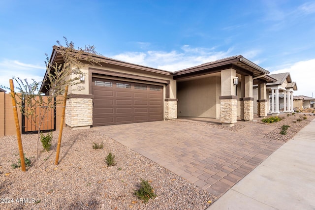 view of front of house with a garage