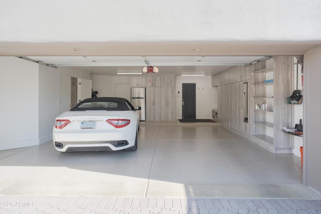 garage with a garage door opener