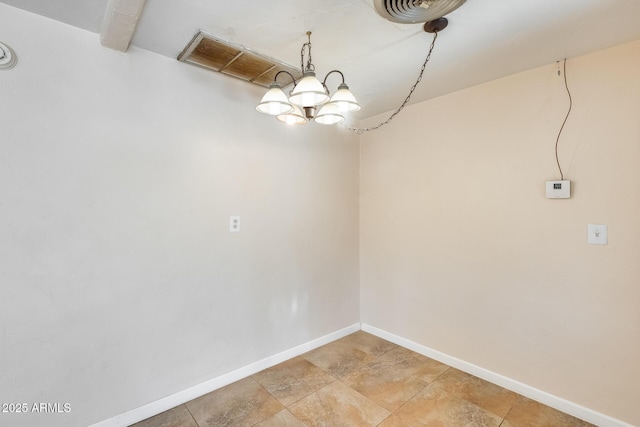 interior space with a notable chandelier