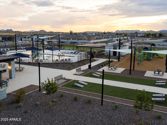 exterior space with a residential view and playground community