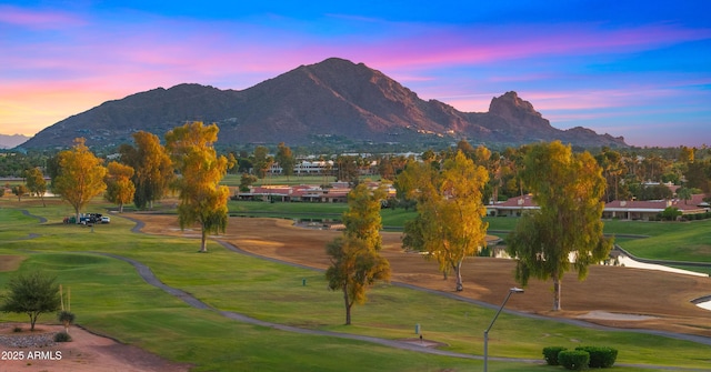 7424 N Via Camello Del Norte Unit 185, Scottsdale, AZ 85258 - view of property's community with a mountain view, golf course view, and a lawn