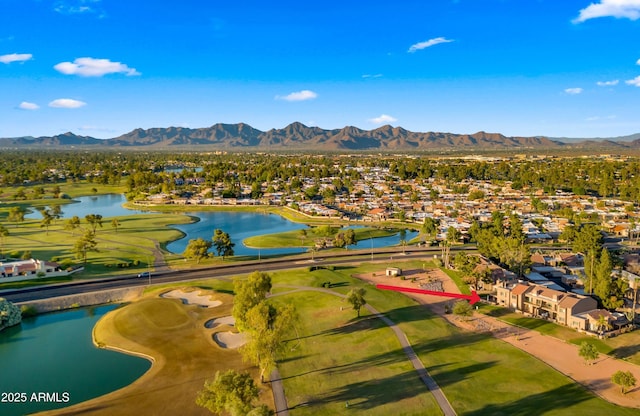 7424 N Via Camello Del Norte Unit 185, Scottsdale, AZ 85258 - aerial view of residential area featuring a water and mountain view and a golf club