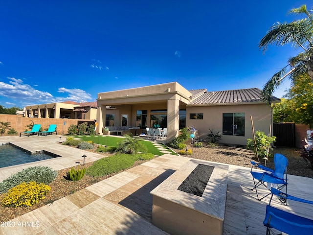 2308 E Dry Wood Rd, Phoenix, AZ 85024 - back of house with a patio area, stucco siding, fence, and a tiled roof