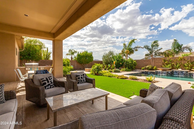 2308 E Dry Wood Rd, Phoenix, AZ 85024 - view of patio / terrace featuring a fenced backyard, grilling area, and outdoor lounge area