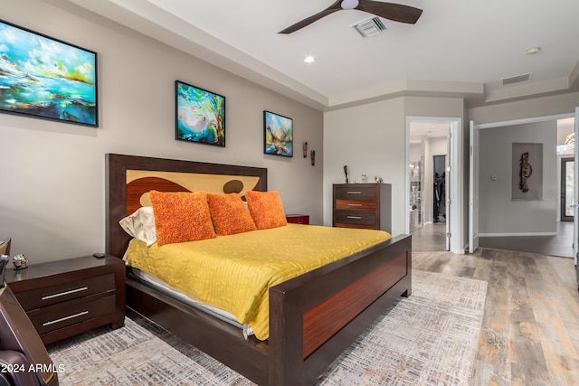 2308 E Dry Wood Rd, Phoenix, AZ 85024 - bedroom with light wood-type flooring, recessed lighting, ceiling fan, and baseboards
