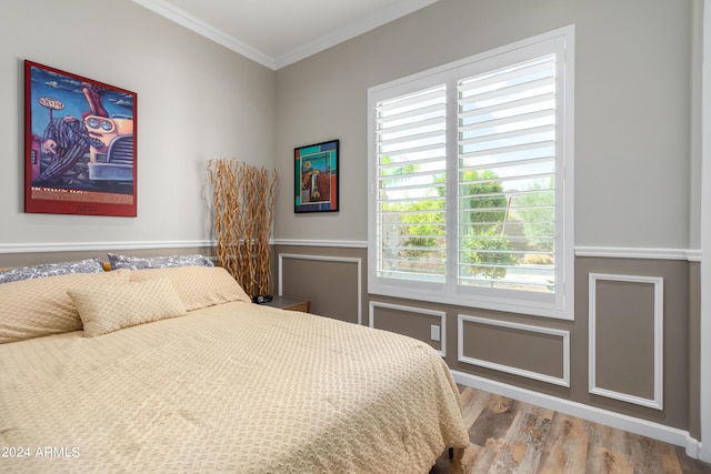 2308 E Dry Wood Rd, Phoenix, AZ 85024 - bedroom with crown molding, wood finished floors, and multiple windows