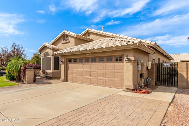 view of front of house with a garage