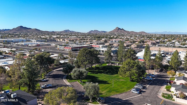 aerial view with a mountain view