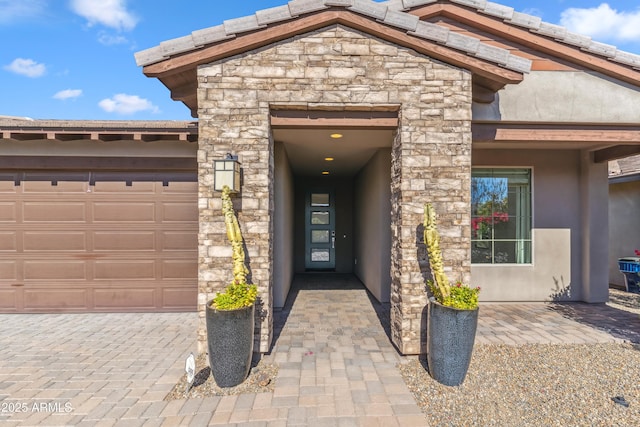 property entrance featuring a garage