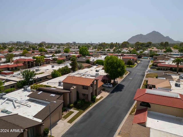 drone / aerial view with a mountain view