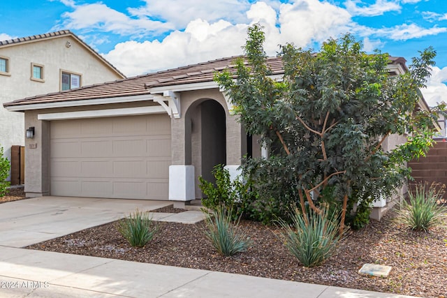 view of front of property with a garage