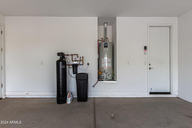 garage with gas water heater