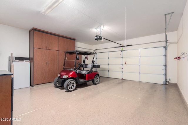 garage with a garage door opener