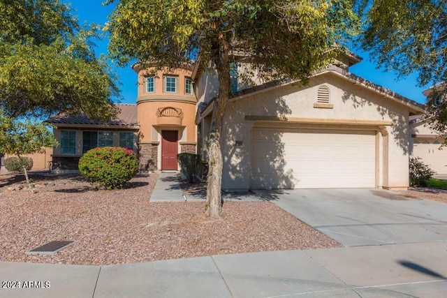 view of front of house with a garage