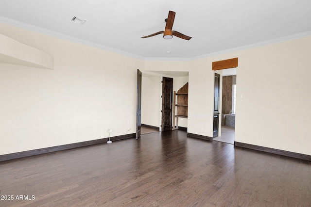 6310 E Dove Valley Rd, Cave Creek, AZ 85331 - empty room with ceiling fan, wood finished floors, and crown molding