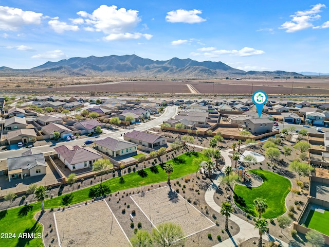 bird's eye view with a mountain view and a residential view