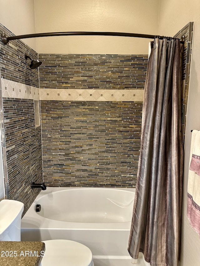 562 E Vesper Trl, Queen Creek, AZ 85140 - full bathroom featuring toilet and shower / bathtub combination with curtain
