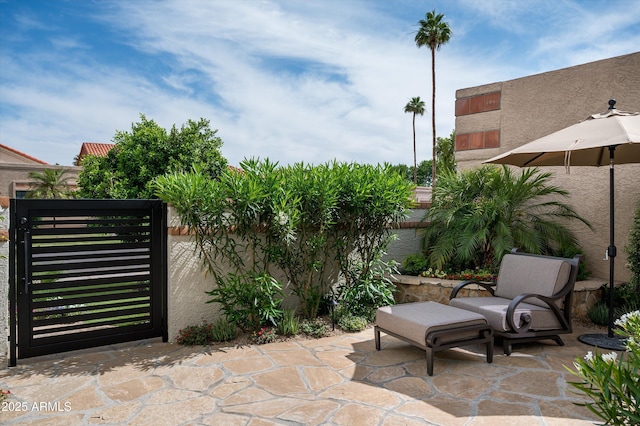 8068 E Del Trigo Rd, Scottsdale, AZ 85258 - view of patio / terrace featuring a gate