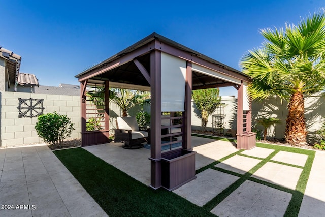 view of patio featuring a gazebo