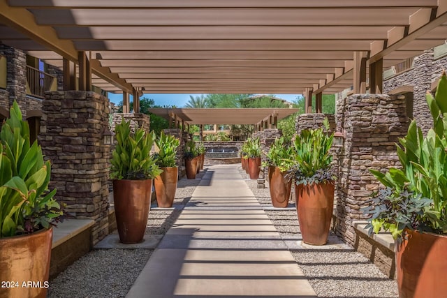 view of patio with a pergola