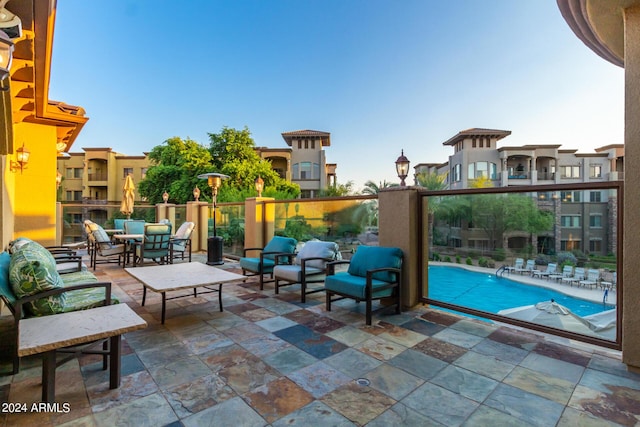 view of patio / terrace with a community pool