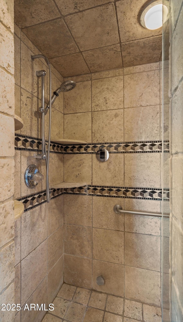 interior details with tiled shower