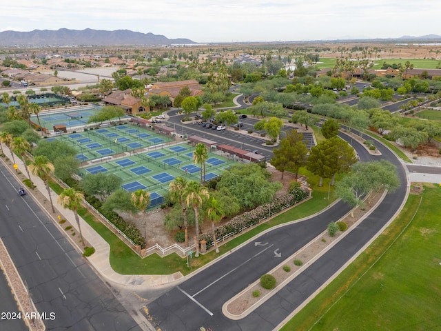 birds eye view of property featuring a residential view and a mountain view