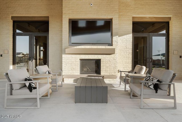 22553 S 204th Ct, Queen Creek, AZ 85142 - view of patio featuring french doors and exterior fireplace