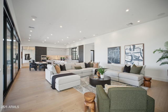 living room featuring light hardwood / wood-style flooring