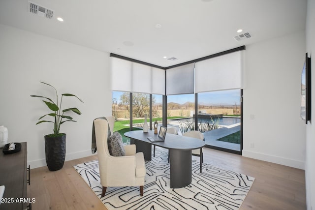 office space featuring light hardwood / wood-style flooring