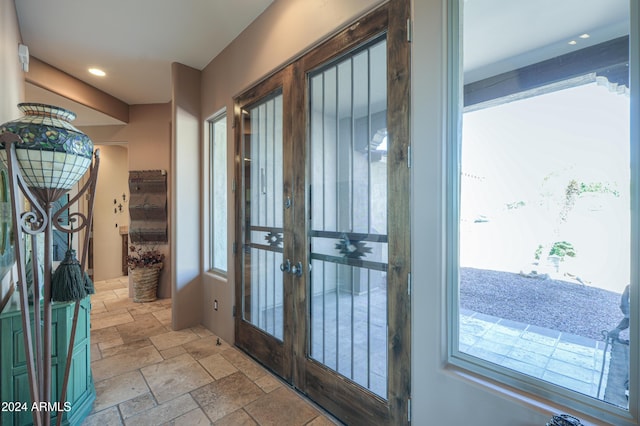 entryway featuring french doors