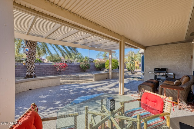 view of patio featuring a pergola