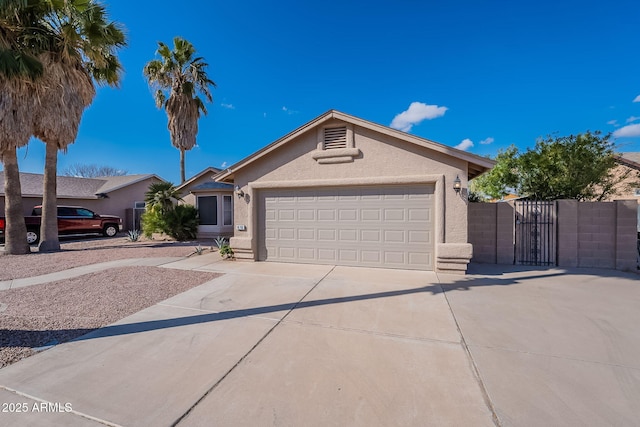 single story home with a garage