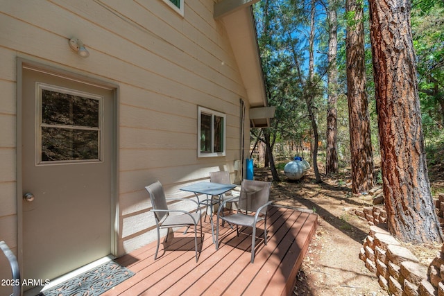 3971 N Apache Trl, Pine, AZ 85544 - wooden terrace featuring outdoor dining area