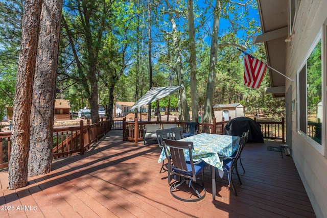 3971 N Apache Trl, Pine, AZ 85544 - wooden terrace featuring outdoor dining space and grilling area