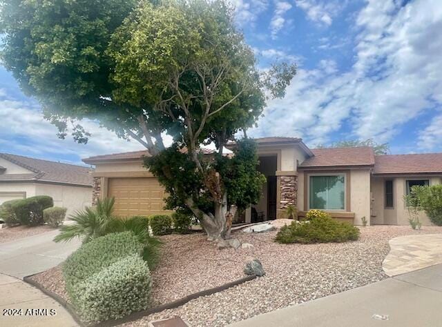 view of front of property with a garage