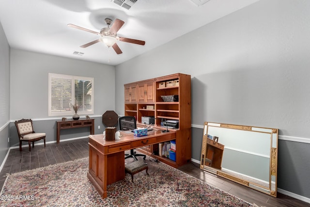 office space with ceiling fan