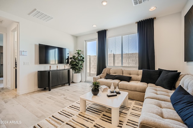 living room featuring light hardwood / wood-style floors