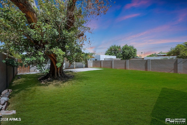 yard at dusk with a patio