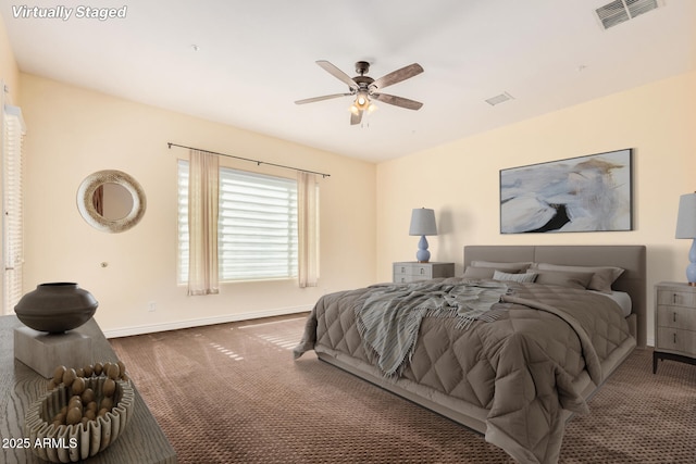 26796 N 86th Ln, Peoria, AZ 85383 - bedroom featuring carpet flooring, a ceiling fan, baseboards, and visible vents
