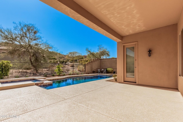 26796 N 86th Ln, Peoria, AZ 85383 - view of swimming pool with a pool with connected hot tub, fence, and a patio area