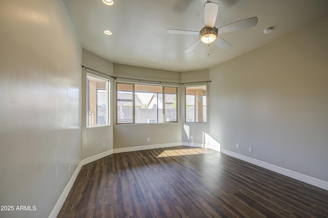 710 W Ardmore Rd, Phoenix, AZ 85041 - unfurnished room with wood finished floors, baseboards, recessed lighting, a ceiling fan, and a smoke detector