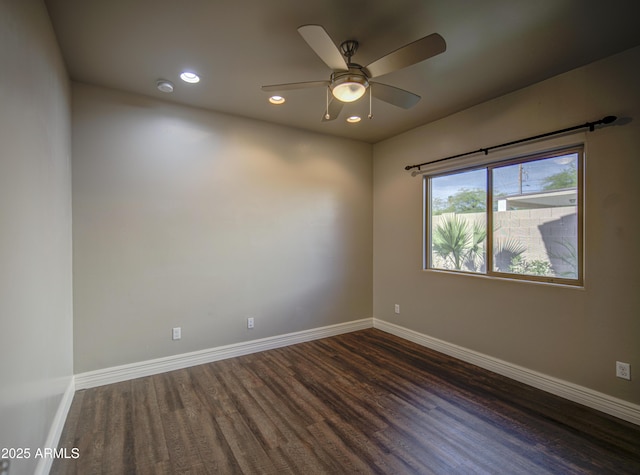 710 W Ardmore Rd, Phoenix, AZ 85041 - unfurnished room featuring wood finished floors, baseboards, a ceiling fan, and recessed lighting
