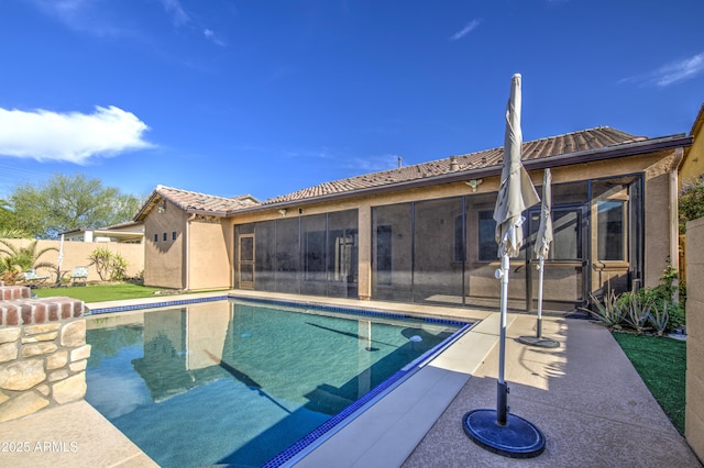 710 W Ardmore Rd, Phoenix, AZ 85041 - view of pool with a sunroom, a fenced backyard, and a patio area