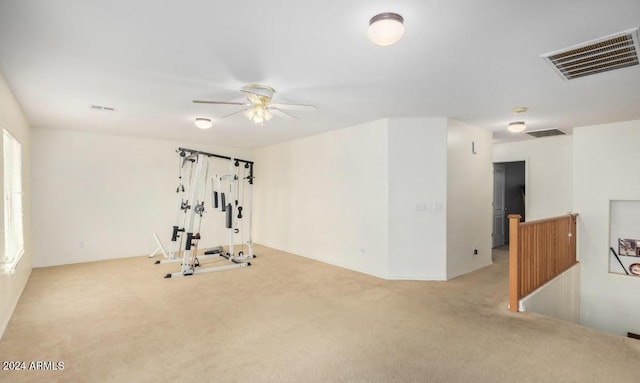436 N 10th Pl, Coolidge, AZ 85128 - exercise area with visible vents, carpet flooring, and a ceiling fan