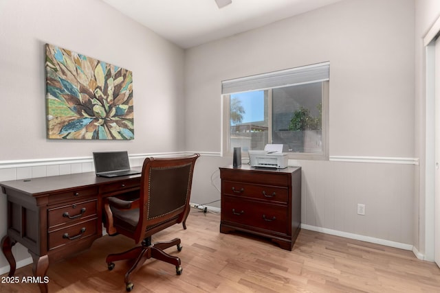 office area featuring light wood-type flooring