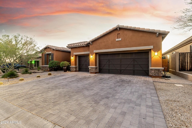 view of front of house with a garage