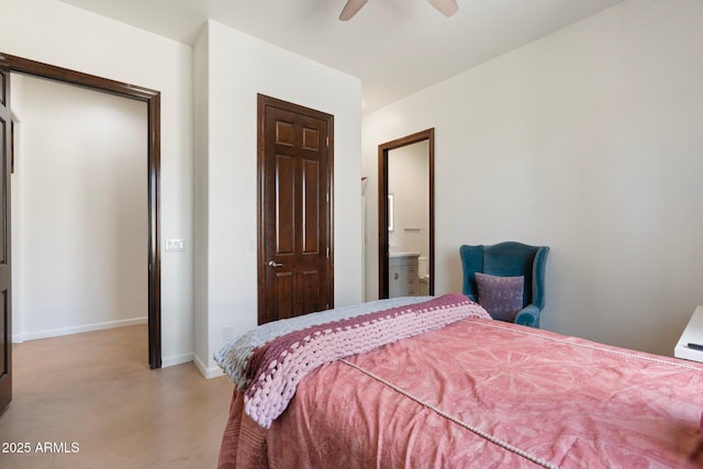 5540 E Mercer Ln, Scottsdale, AZ 85254 - bedroom with connected bathroom and ceiling fan